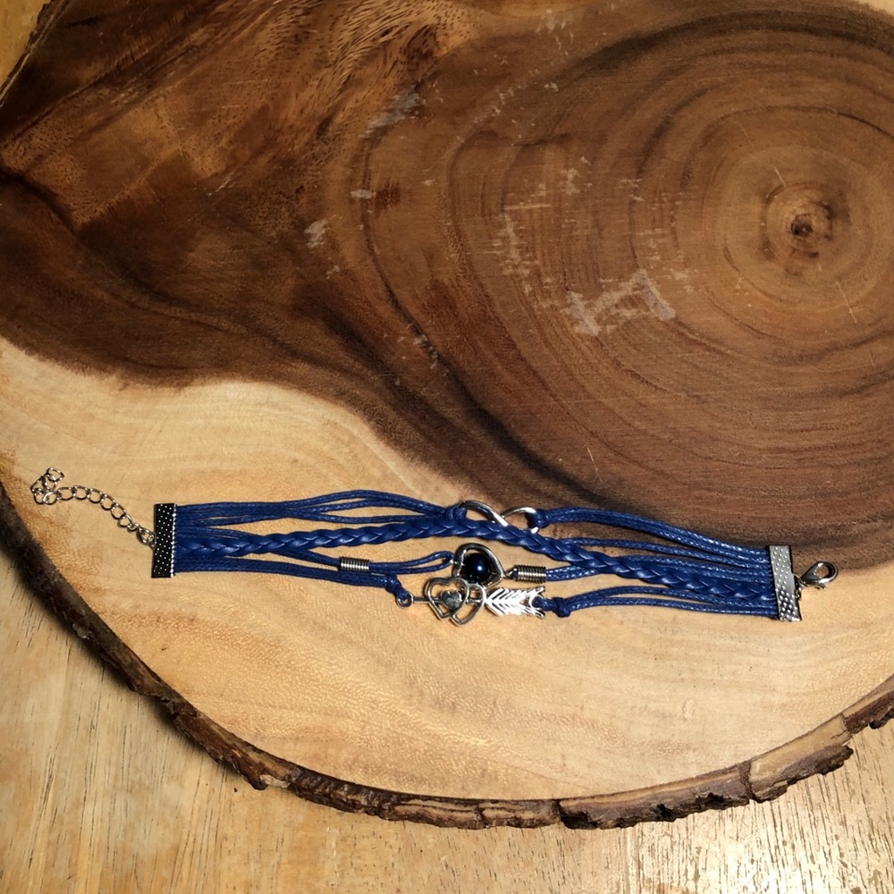 NWY 5 strand Navy Leather Bracelet 7” 2” extender - Picture 11 of 11